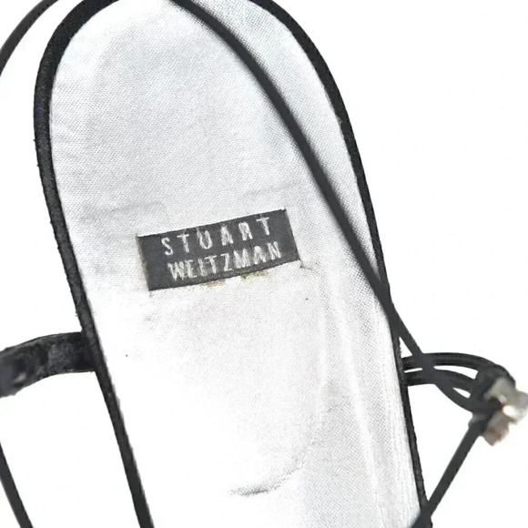 Stuart Weitzman Black Heels Open Toe Black Rhinestone Size 10 - Picture 9 of 14